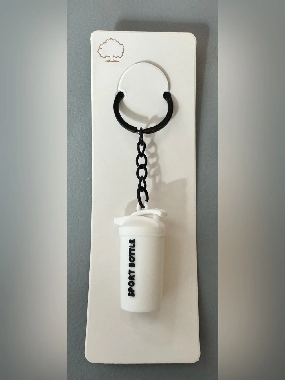 White  'Sport Bottle' Keychain Charm gym life shaker bottle protein pre workout